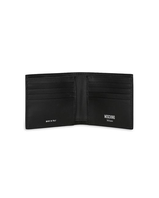 Moschino Black Logo Leather Bifold Wallet