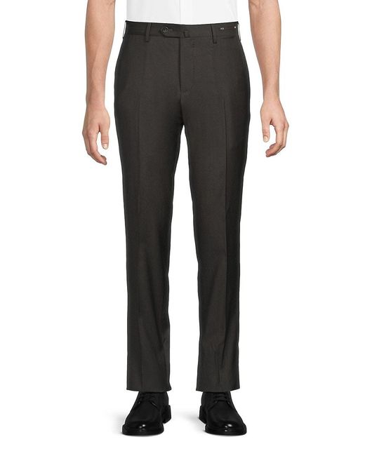 PT Torino Black Slim Fit Virgin Wool Dress Pants for men