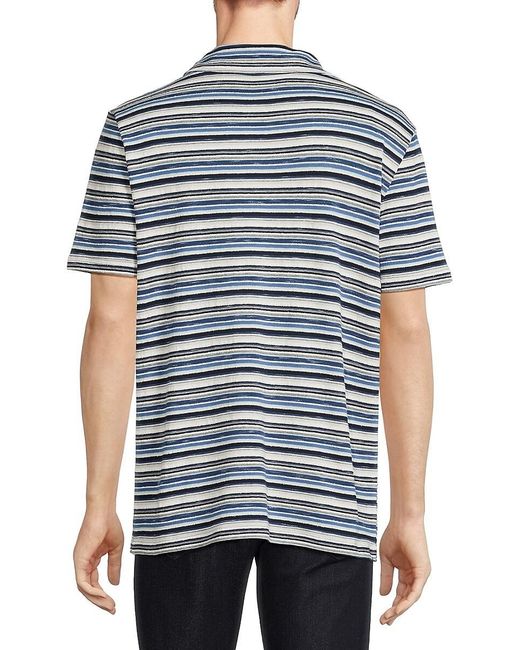 Karl Lagerfeld Blue Striped Collared Tee for men
