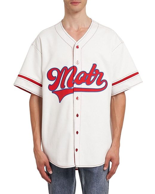 Members of The Rage White Oversized Baseball Shirt for men
