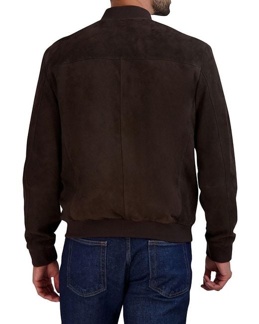 Cole Haan Blue Suede Bomber Jacket for men