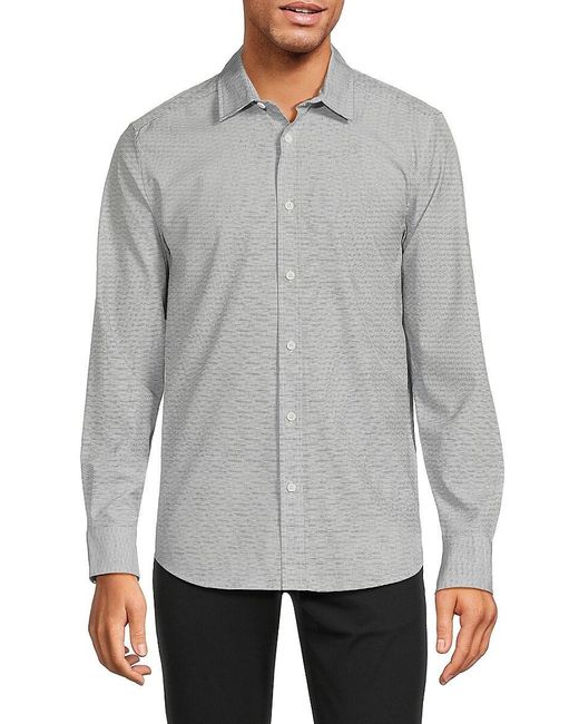 Kenneth Cole Gray Print Long Sleeve Shirt for men