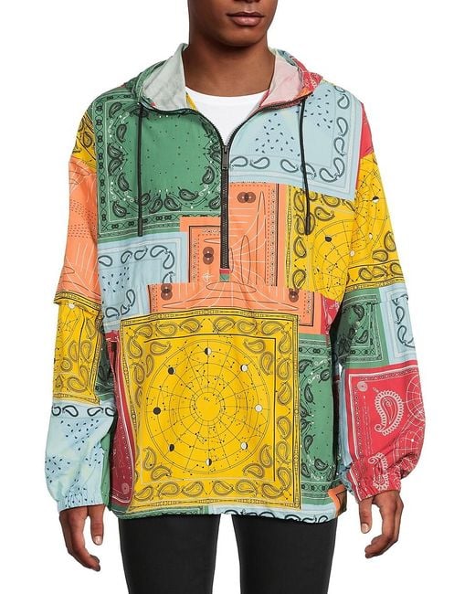 Marcelo Burlon Yellow Bandana Print Hoodie for men