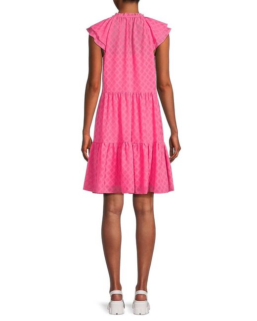 Tommy Hilfiger Pink Pattern Cap Sleeve Mini Dress
