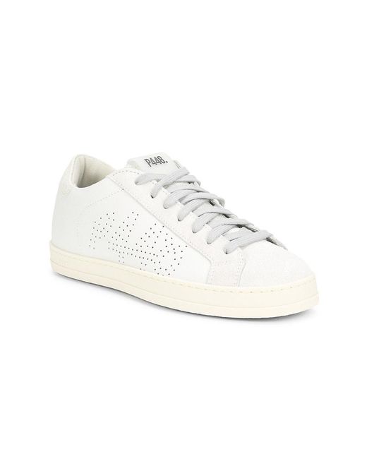 P448 White Leather Low-Top Sneakers