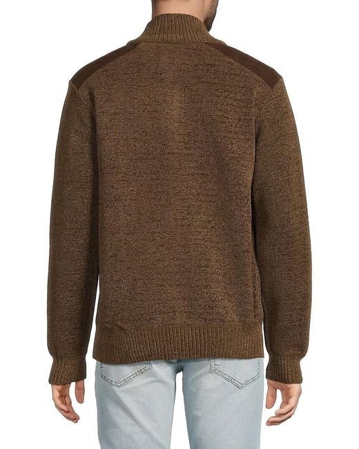 Buffalo David Bitton Men's Brown Westwood Mock Turtleneck Zip Sweater