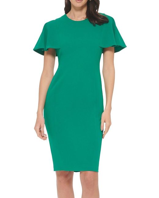 Calvin Klein Green Flutter Sleeve Sheath Dress