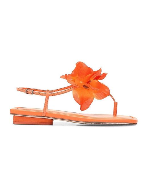 Franco Sarto Capriflore Floral T Strap Flat Sandals in Orange | Lyst