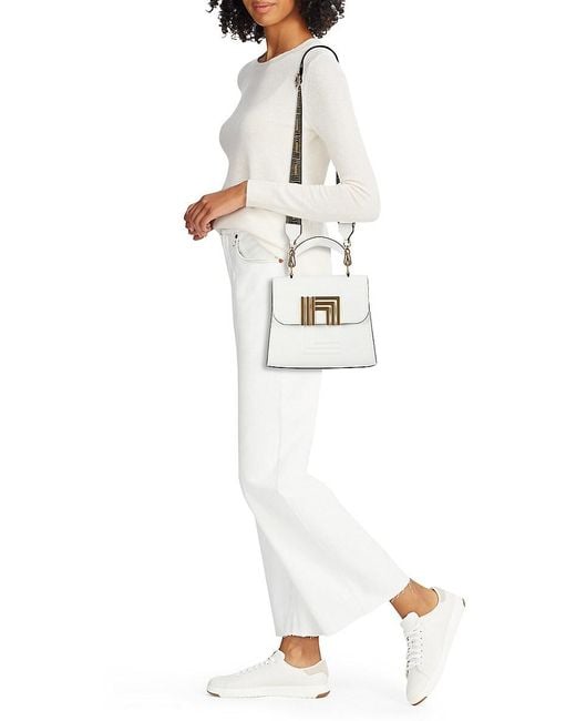 Karl Lagerfeld White Bernadine Leather Top Handle Bag
