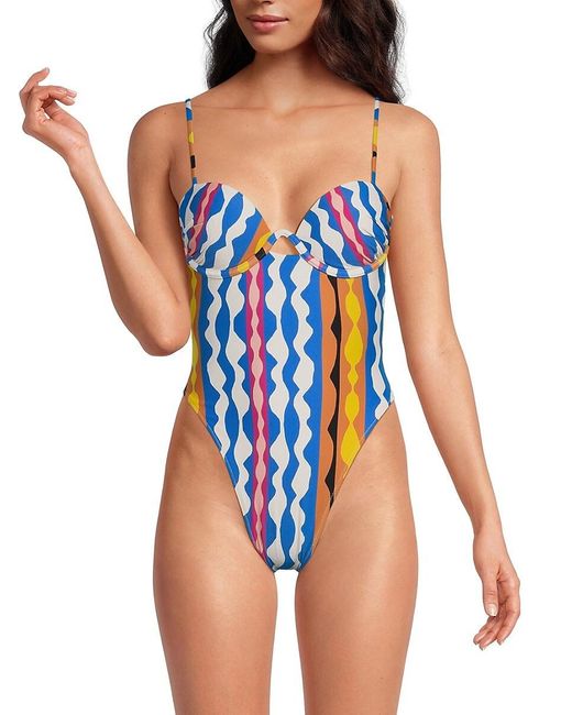 Montce Blue Elany Abstract Striped One Piece Swimsuit