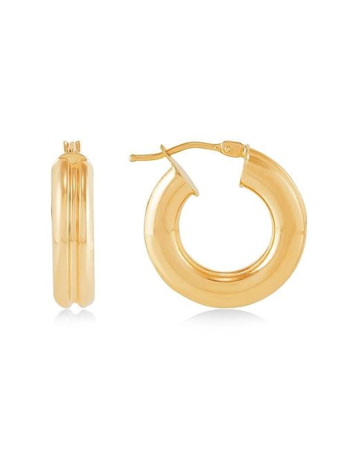 Saks Fifth Avenue Metallic 14k Yellow Gold Polished Oval Hoop Earrings