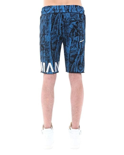 HVMAN Blue Midweight French Terry Crinkle Shorts for men