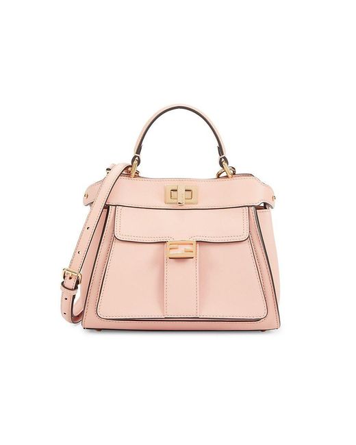 Fendi Mini Peekaboo Leather Top Handle Bag in Pink Lyst