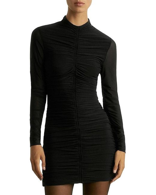 Reiss Black Sabrina Ruched Jersey Minidress