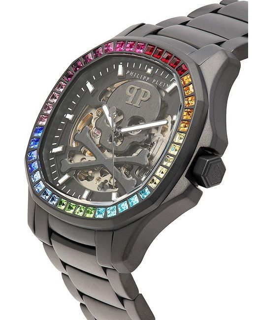 Philipp Plein $keleton $pectre 42mm Black Ip Stainless Steel & Preciosa Crystals Automatic Bracelet Watch for men