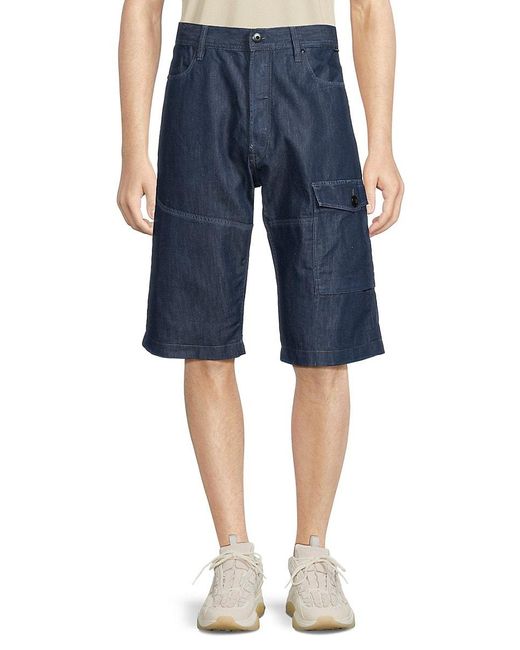 G-Star RAW Blue Bearing Denim Cargo Shorts for men