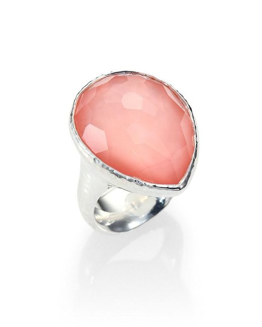 Ippolita Pink Wonderland Blush Mother-of-pearl, Clear Quartz & Sterling Silver Large Teardrop Doublet Ring