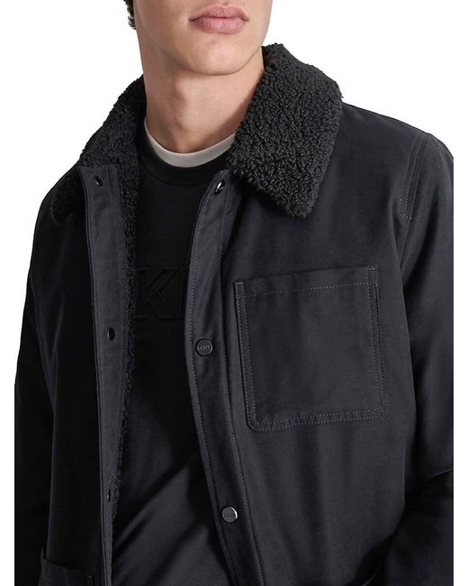 DKNY Black Faux Shearling Trucker Jacket for men