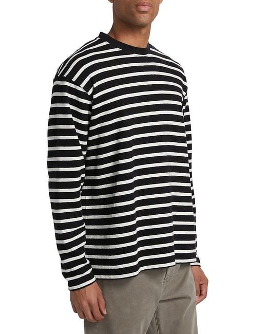 FRAME Black Relaxed-Fit Striped T-Shirt for men
