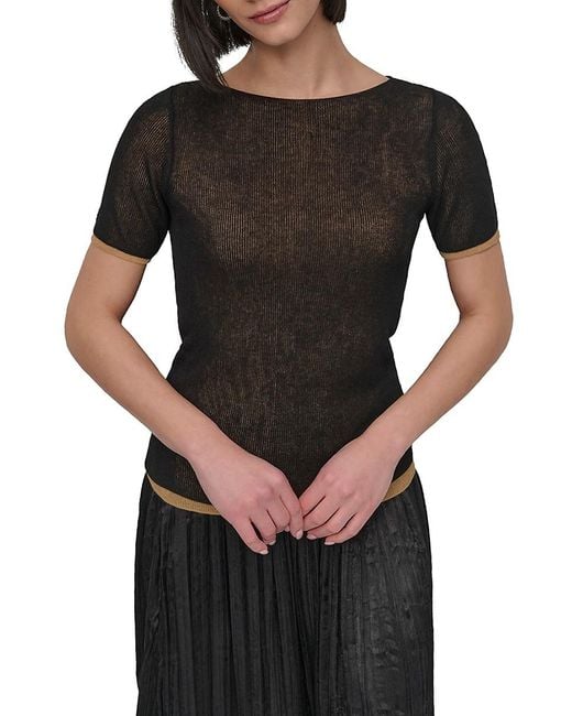 DKNY Black Contrast Trim Crewneck Sweater