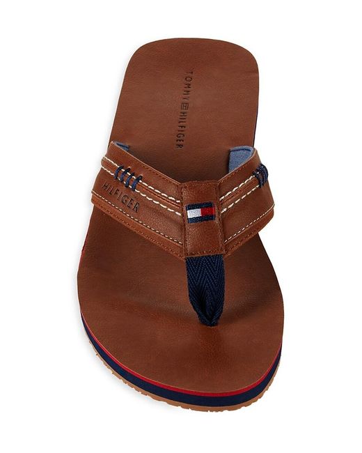 Tommy Hilfiger Brown Destino Logo Thong Sandals for men