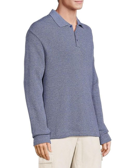 Vince Natural Sunfaded Thermal Long-Sleeve Polo Shirt for men