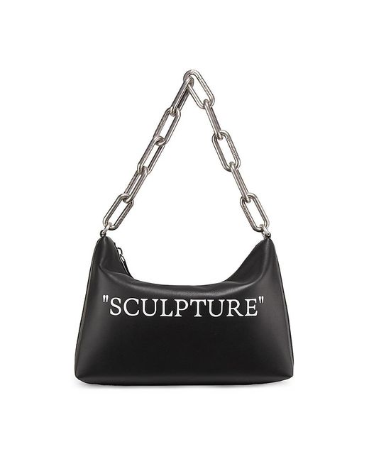 Off-White c/o Virgil Abloh Black Block Pouch Quote Leather Shoulder Bag