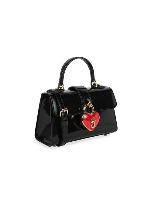 Moschino Black Heart Padlock Leather Crossbody Bag