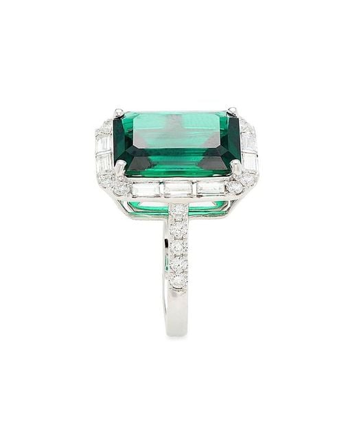 Effy Green Radiant Value 14k White Gold, Lab-grown Emerald & 0.84 Tcw Lab-grown Diamond Ring