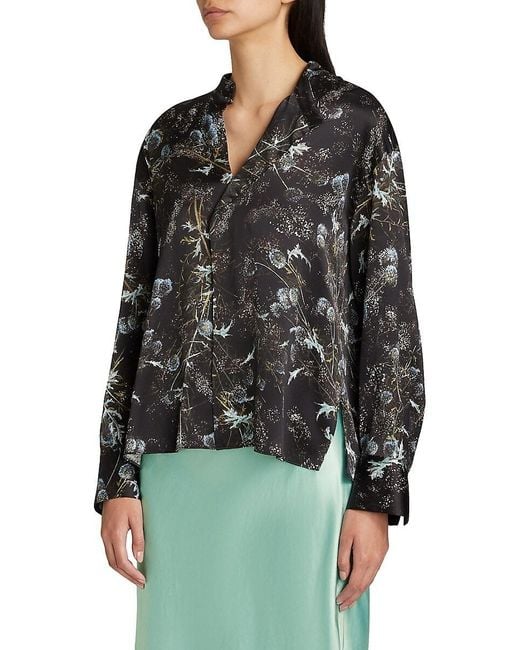Vince Black Thistle Draped Collar Blouse