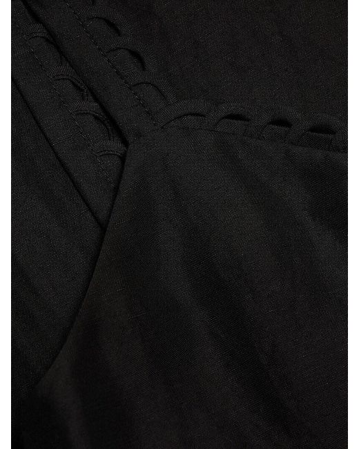 Kobi Halperin Black Aubrey Linen-blend High-low Midi-dress