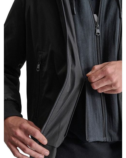 DKNY Gray Ribstop Bonded Bomber Jacket for men