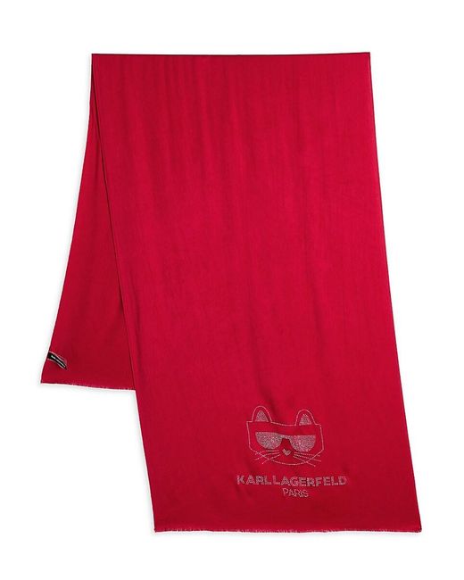 Karl Lagerfeld Red Embellished Scarf