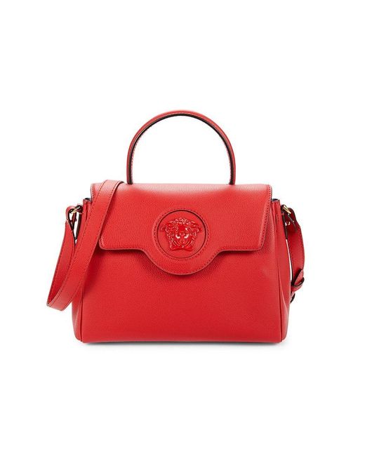 Versace Medusa Leather Top Handle Bag in Red | Lyst