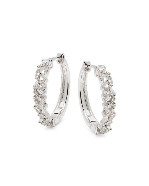 Effy White 14K & 0.37 Tcw Diamond Hoop Earrings