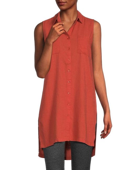 Philosophy By Republic Red Linen Blend Tunic