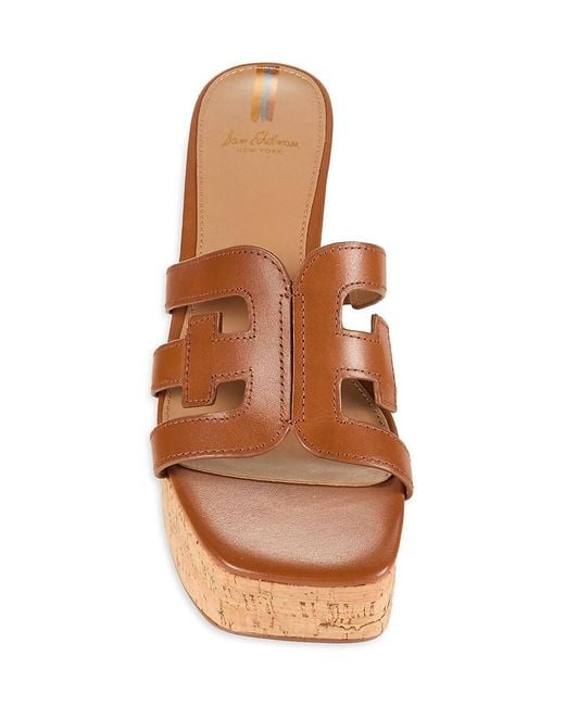 Sam Edelman Brown Dev Leather Platform Sandals