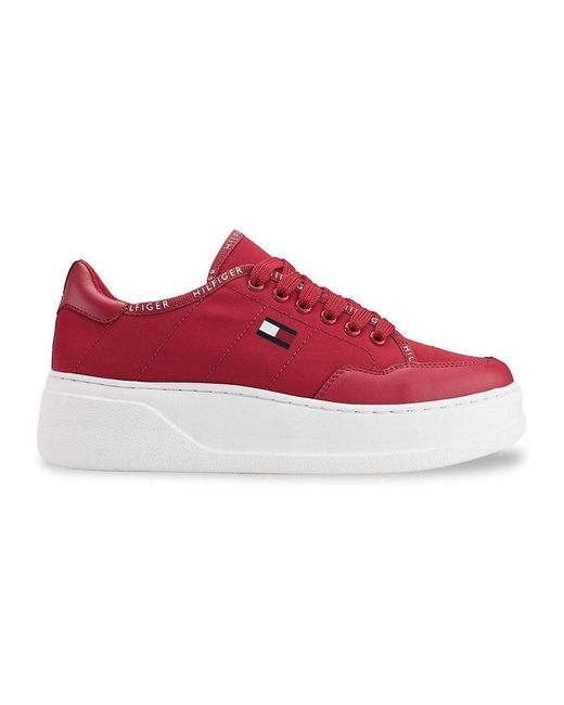 Tommy Hilfiger Red Logo Platform Sneakers