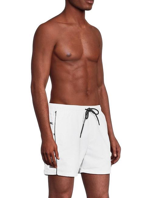 Karl Lagerfeld White Modern Euro Logo Drawstring Shorts for men
