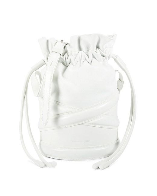 Alexander McQueen White Curve Leather Bucket Bag