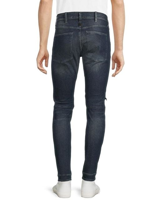 G-Star RAW Blue 5620 3D Zip Knee Distressed Skinny Jeans for men