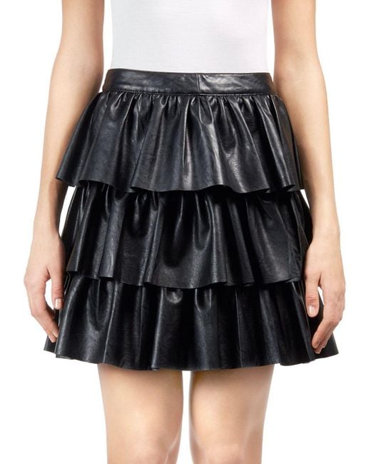 Faux leather ruffle mini skirt warehouse top