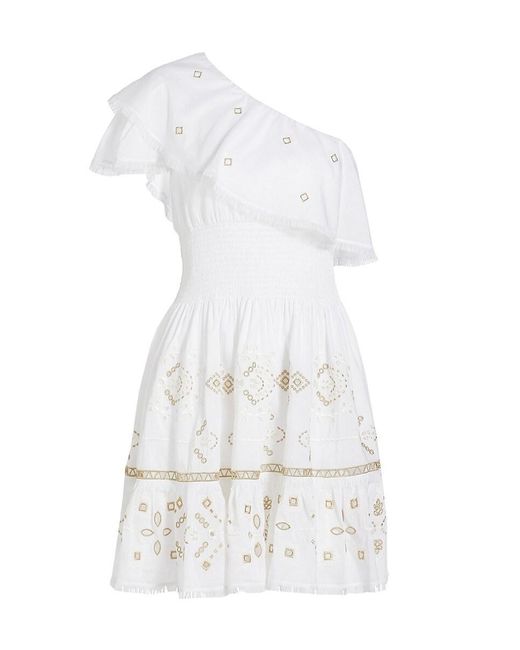 Kobi Halperin Black Brooklyn Embroidered One-Shoulder Minidress