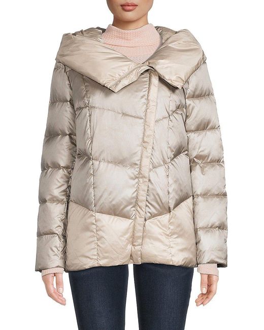 Donna Karan Down Hooded Puffer Jacket in Natural | Lyst