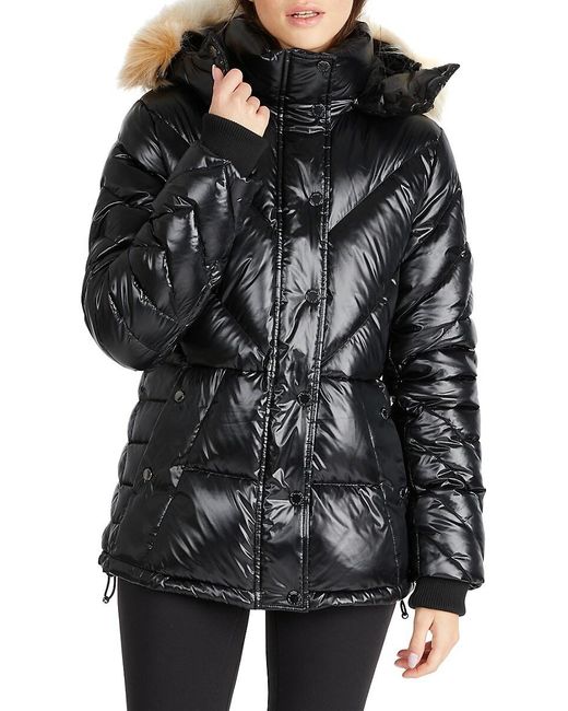 Pajar Faux Fur Trim Quilted Down Puffer Coat in Black | Lyst Canada