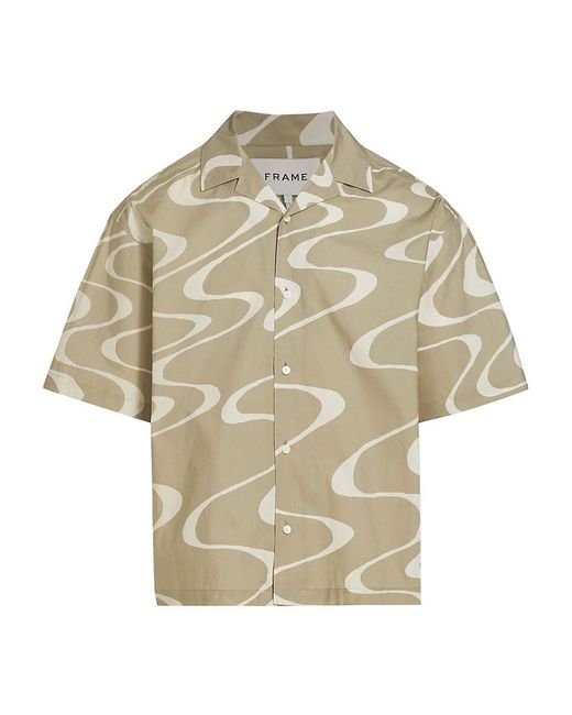 FRAME Natural Abstract Wave Print Camp Shirt for men