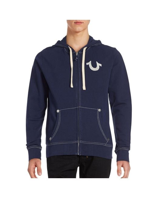 True Religion Classic Logo Zip-up Hoodie in Black for Men | Lyst