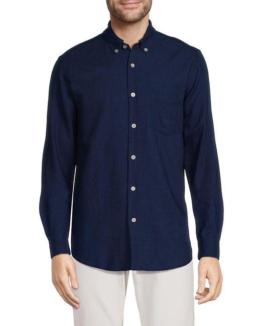 Closed Blue Solid Button Down Shirt for men