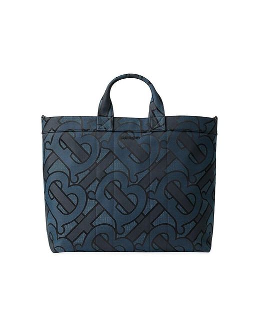Burberry Blue Ormond Leather Trim Tote for men