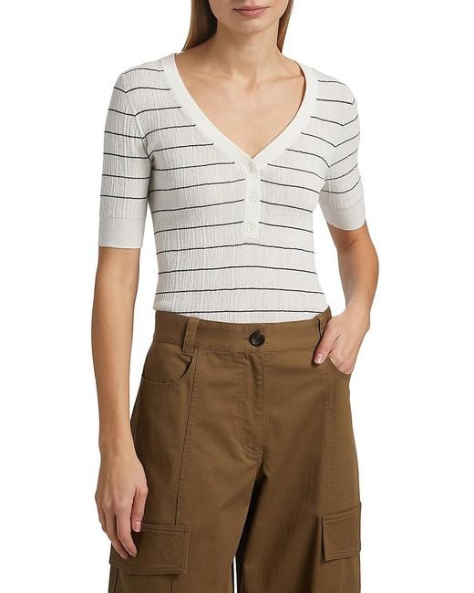 A.L.C. Gray A. .C. Francis Striped Cotton-Blend Top